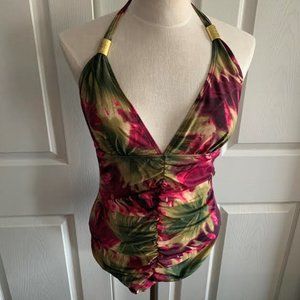 Tummy Control Halter Swim Suit Shimmer size 14